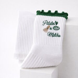 ŌRA Pilates Grip Socks | Pilates & Matcha | Non-Slip Studio Socks